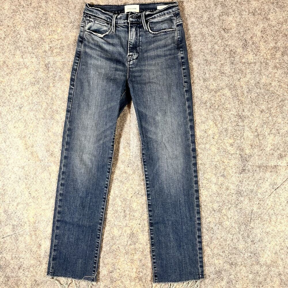 FRAME Women’s jeans denim pants size 25 Le High Straight Un hemmed Mid‎ Wash